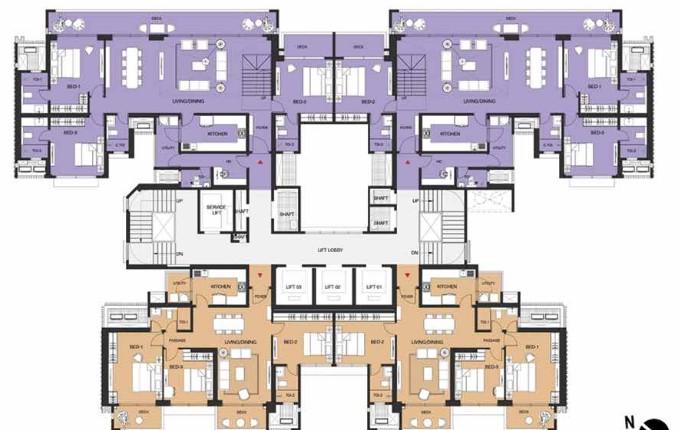 3BHK (1694, 1970, 2262, 2476)sq.ft