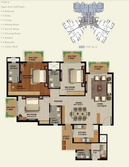 3 BHK+  2100 sq.ft